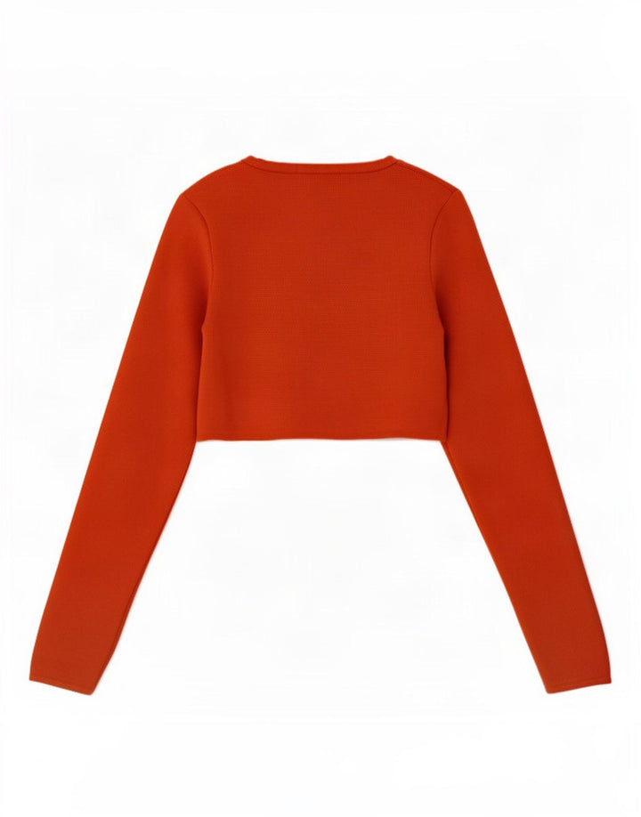 Zara Womens Long Sleeve Bolero Top UK 8 Small Orange Polyester