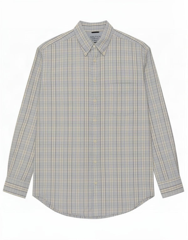 Nautica Mens Shirt XL Blue Check Cotton