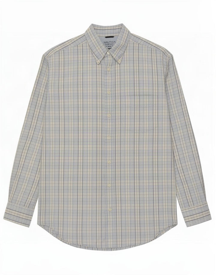 Nautica Mens Shirt XL Blue Check Cotton