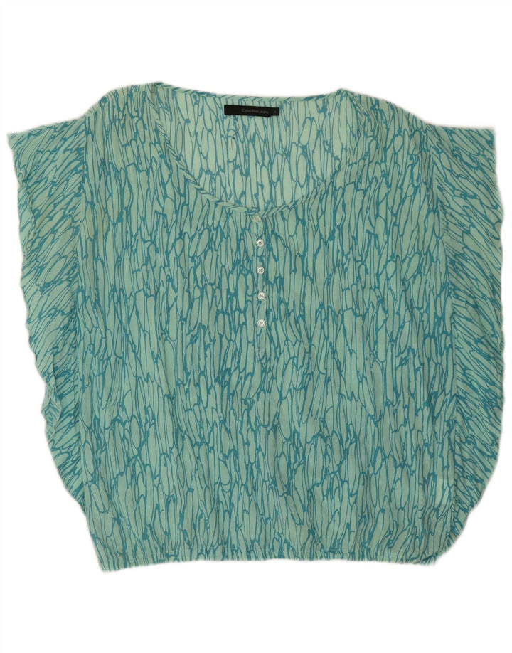Calvin Klein Jeans Womens Abstract Pattern Blouse Top UK 16 Large Green