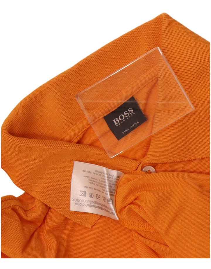 Hugo Boss Mens Polo Shirt Large Orange Cotton