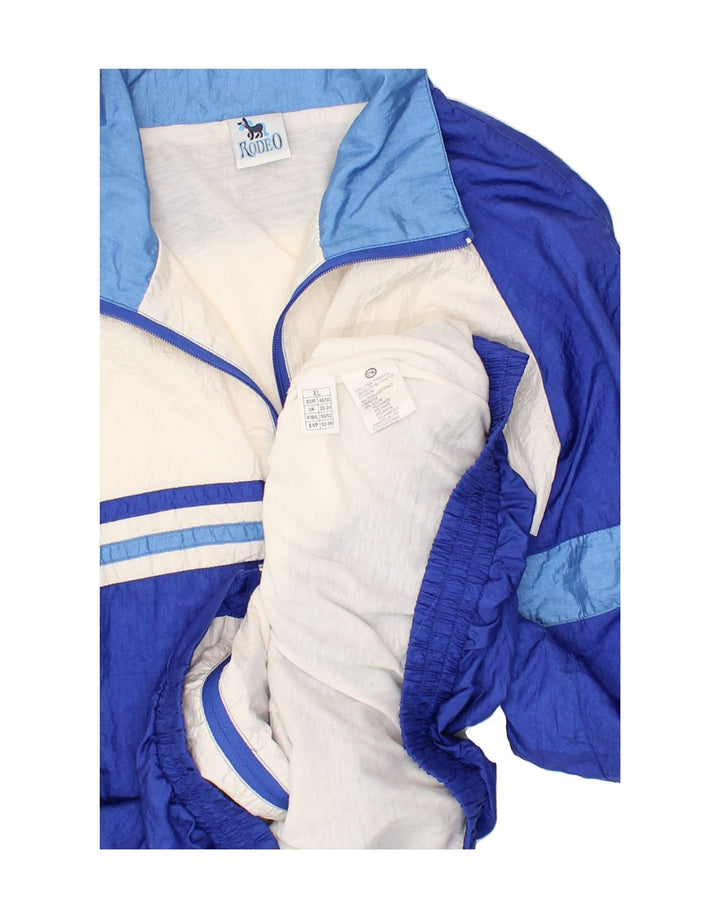 RODEO Womens Tracksuit Top Jacket UK 22/24 3XL Blue Colourblock Polyester Vintage Rodeo and Second-Hand Rodeo from Messina Hembry 
