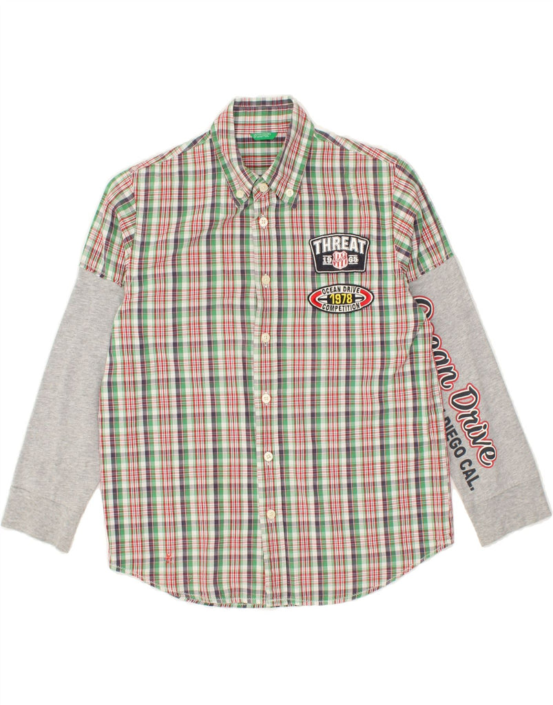 BENETTON Boys Graphic Shirt 9-10 Years Multicoloured Check | Vintage Benetton | Thrift | Second-Hand Benetton | Used Clothing | Messina Hembry 