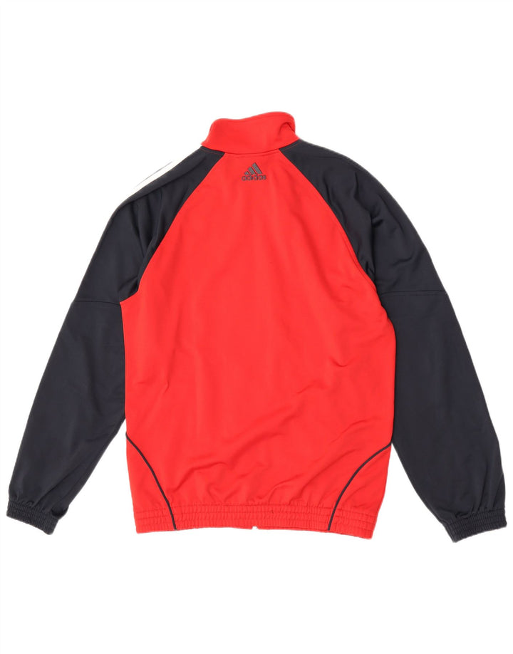 Adidas Mens Tracksuit Top Jacket UK 34/36 Small Red Colourblock Polyester