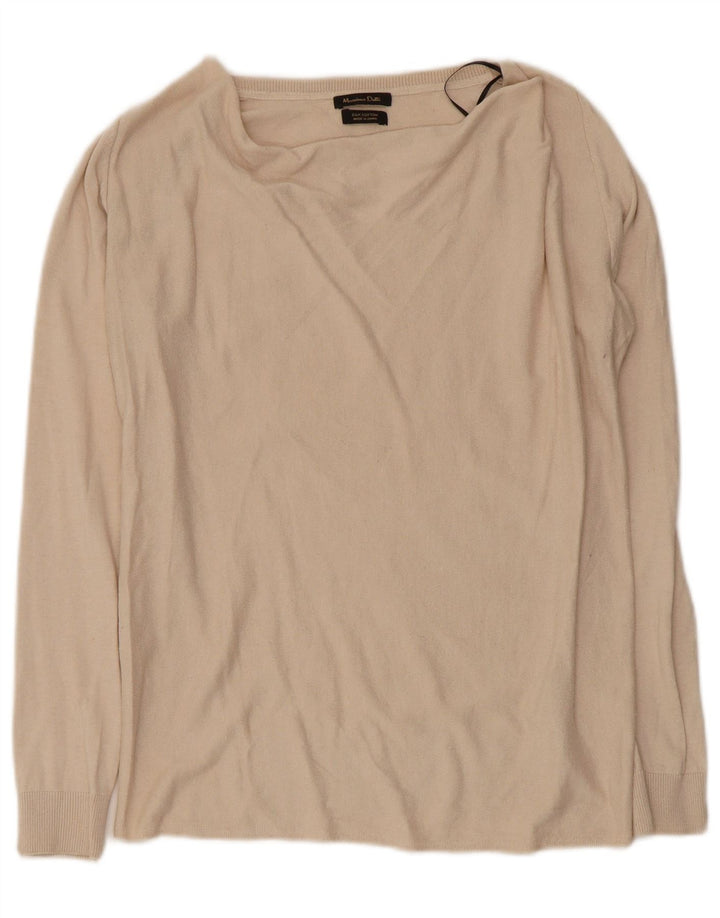 Massimo Dutti Womens Regular Fit Jumper Sweater UK 12 Medium Beige Silk