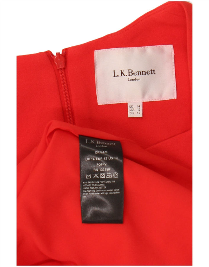 L.K. Bennett Womens Sheath Dress UK 14 Medium Red Polyester