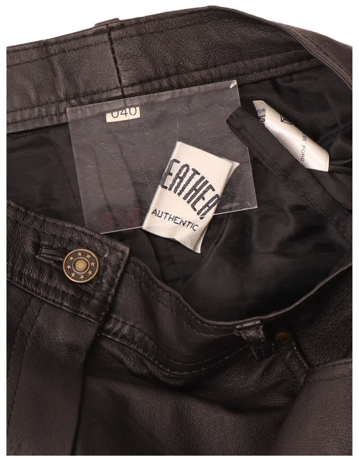 Vintage Womens Leather Skirt EU 40 Medium W28 Black Leather