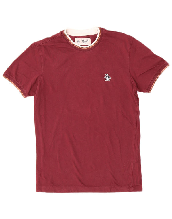 Penguin Mens T-Shirt Top Small Maroon Cotton