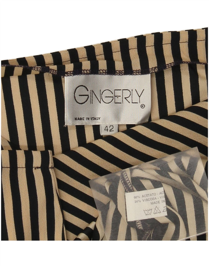 Vintage Womens Blouse Top IT 42 Medium Beige Striped Acetate