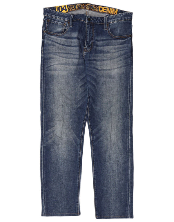 Superdry Mens Straight Jeans W34 L30 Blue Cotton
