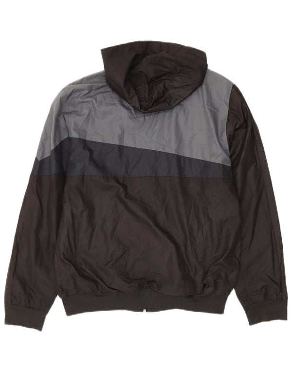 Adidas Boys Hooded Windbreaker Jacket 13-14 Years Black Colourblock