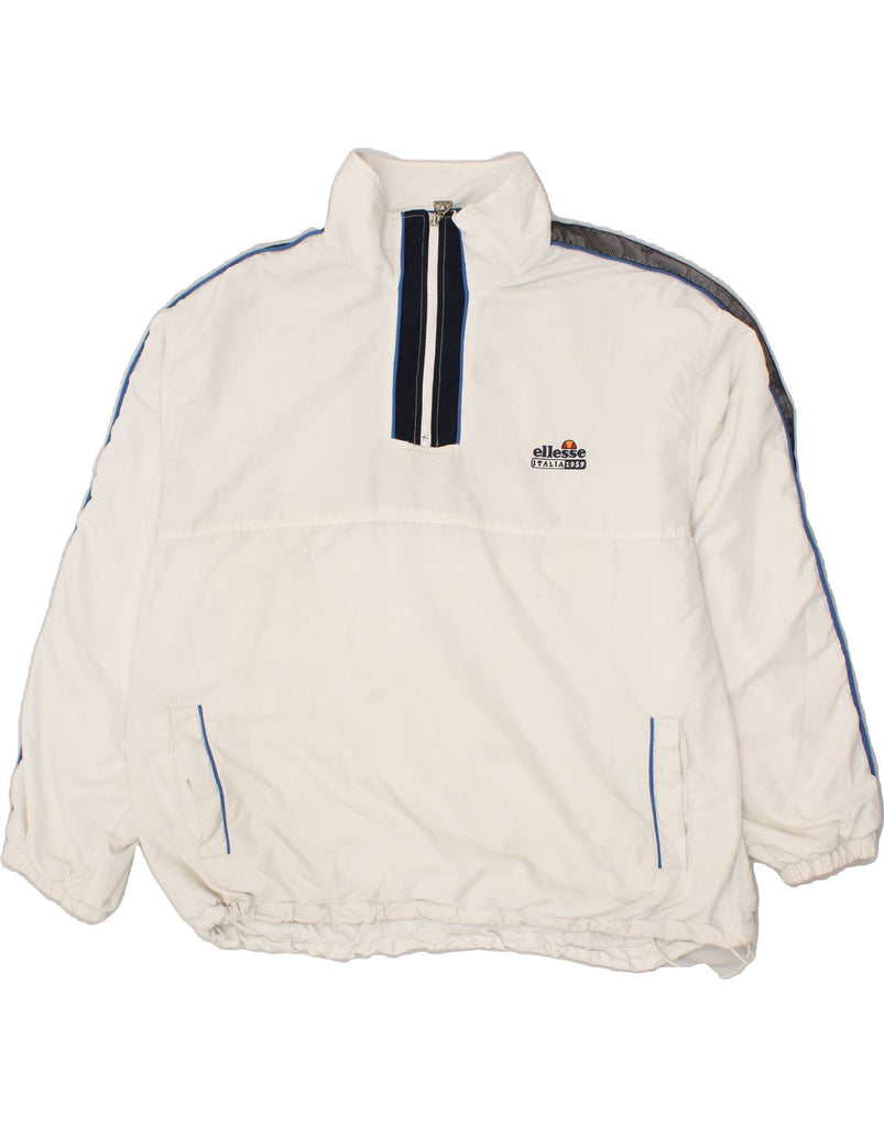 ELLESSE Mens Zip Neck Pullover Tracksuit Top XL White Polyester | Vintage Ellesse | Thrift | Second-Hand Ellesse | Used Clothing | Messina Hembry 