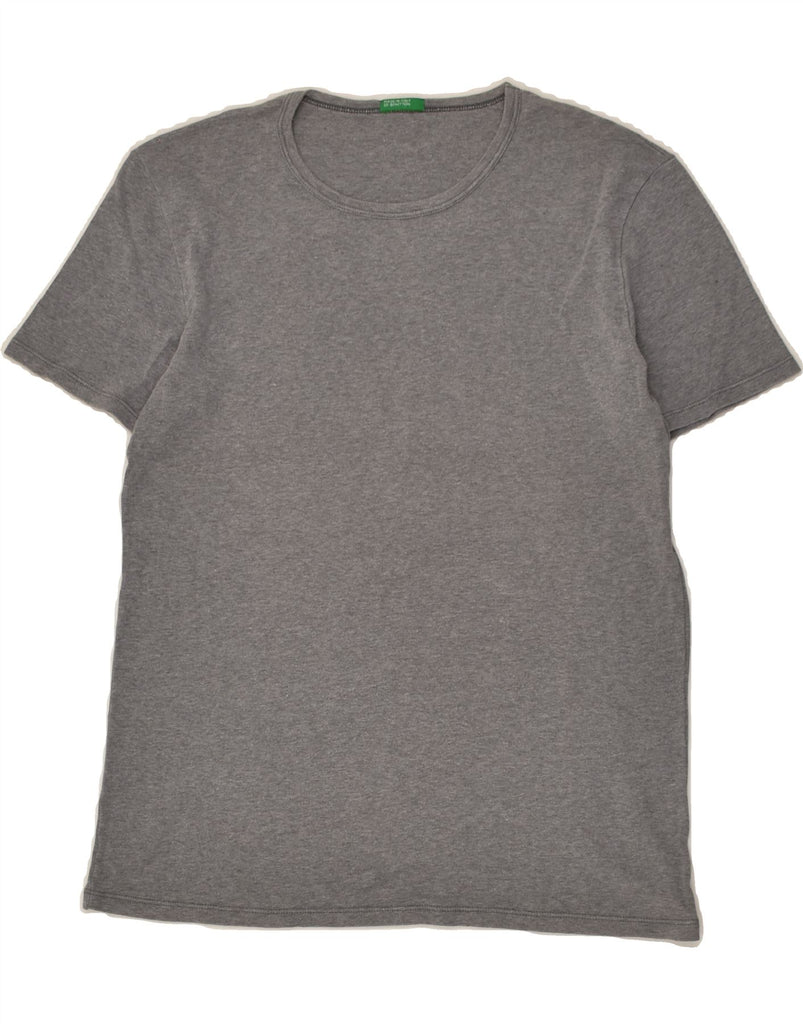 BENETTON Womens T-Shirt Top UK 12 Medium Grey Cotton | Vintage Benetton | Thrift | Second-Hand Benetton | Used Clothing | Messina Hembry 