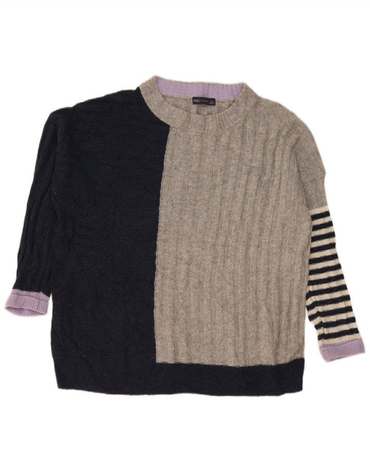 Marks & Spencer Womens Boat Neck Jumper Sweater UK 16 Large Grey