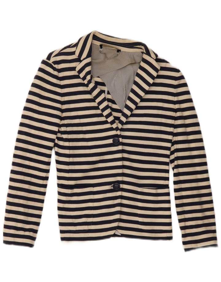 MAX MARA Womens Weekend 2 Button Blazer Jacket UK 6 XS Navy Blue Striped
