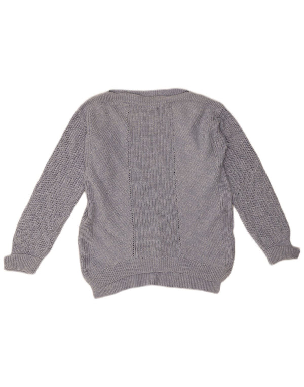 Marks & Spencer Womens Oversized Boat Neck Jumper Sweater UK 10 Small Blue