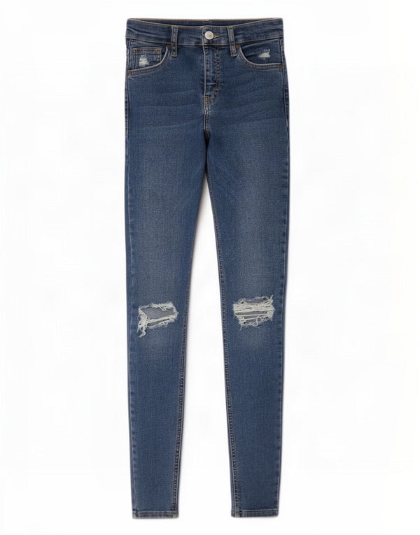 Topshop Womens Distressed Skinny Jeans W25 L29 Blue Cotton