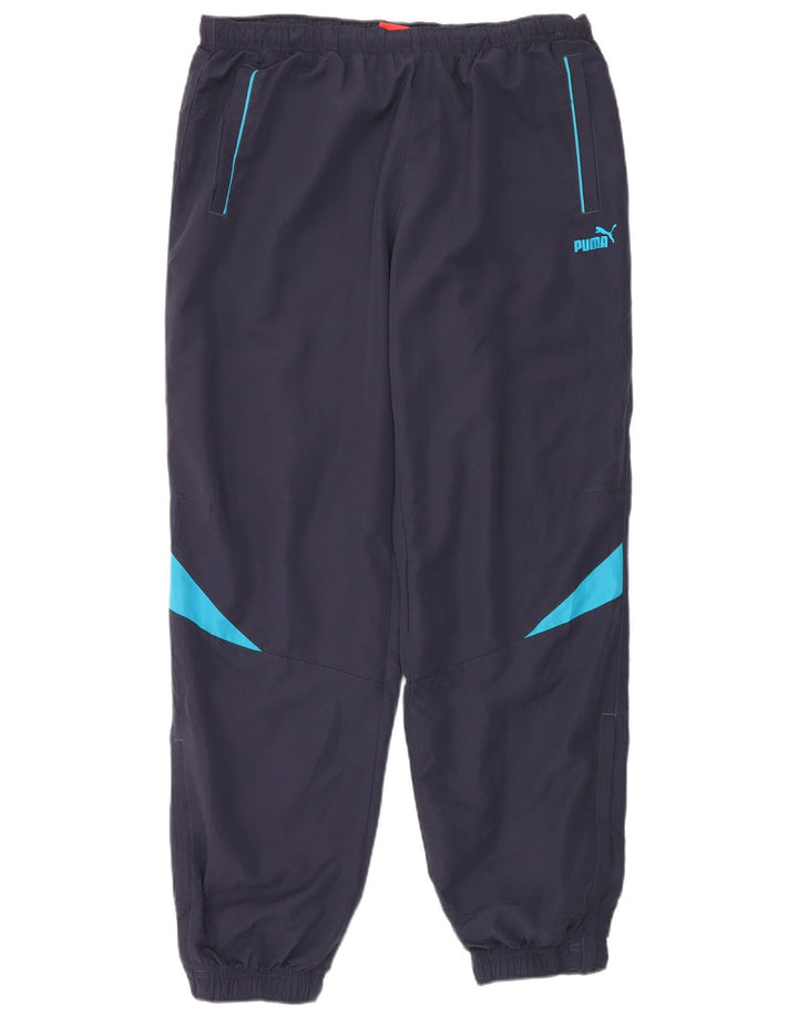 PUMA Mens Tracksuit Trousers Joggers XL Navy Blue Colourblock Polyester