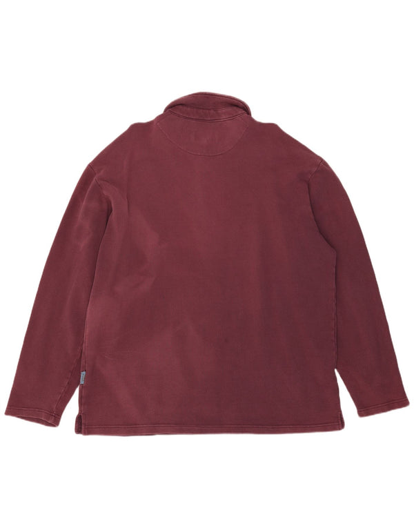 Weird Fish Mens Long Sleeve Rugby Polo Shirt XL Burgundy Cotton
