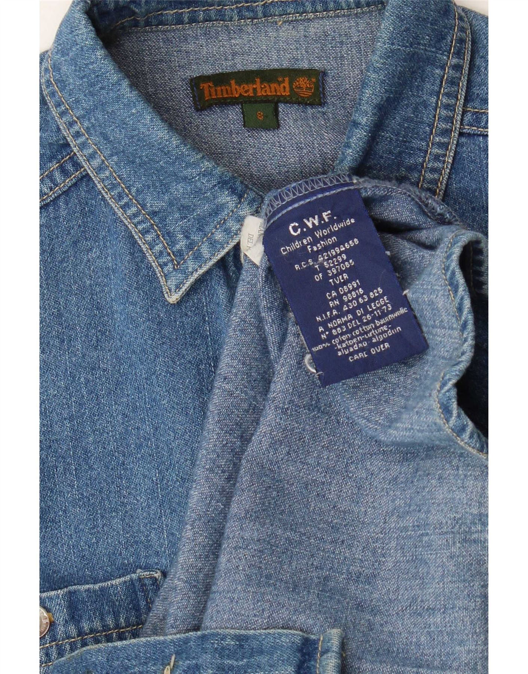 Timberland Boys Denim Shirt 7-8 Years Blue Cotton