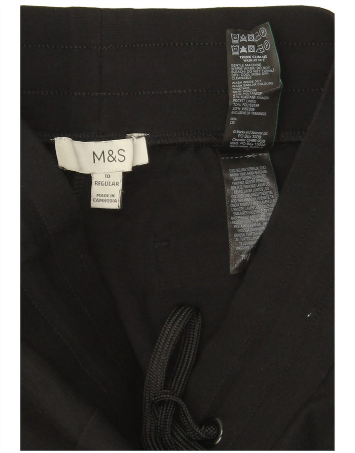MARKS & SPENCER Womens Tracksuit Trousers UK 10 Small Black Colourblock