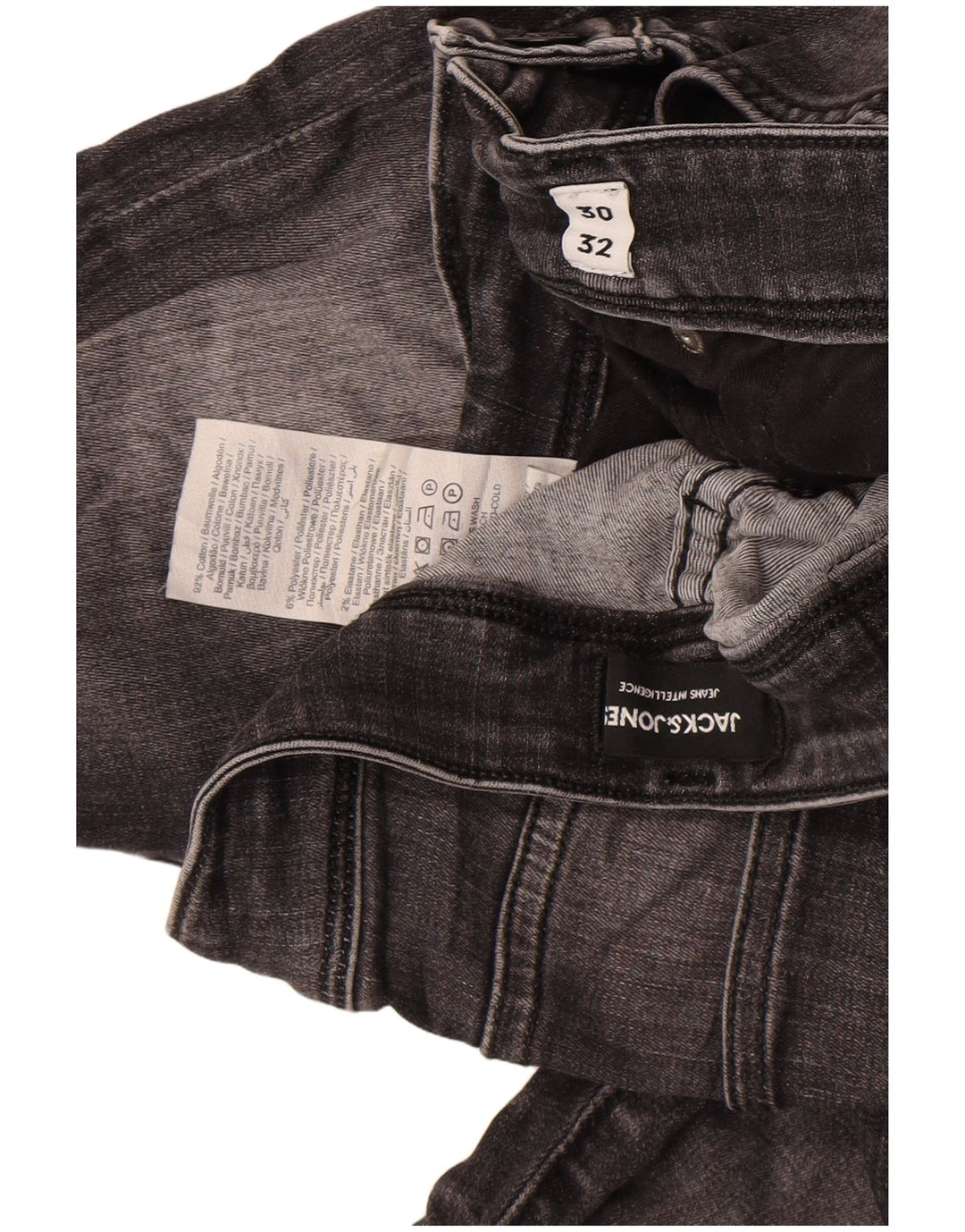 Jack & Jones Mens GLENN Slim Jeans W30 L32 Grey Cotton