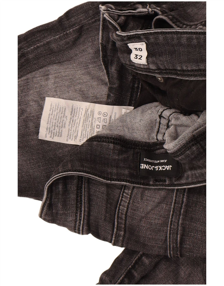 Jack & Jones Mens GLENN Slim Jeans W30 L32 Grey Cotton