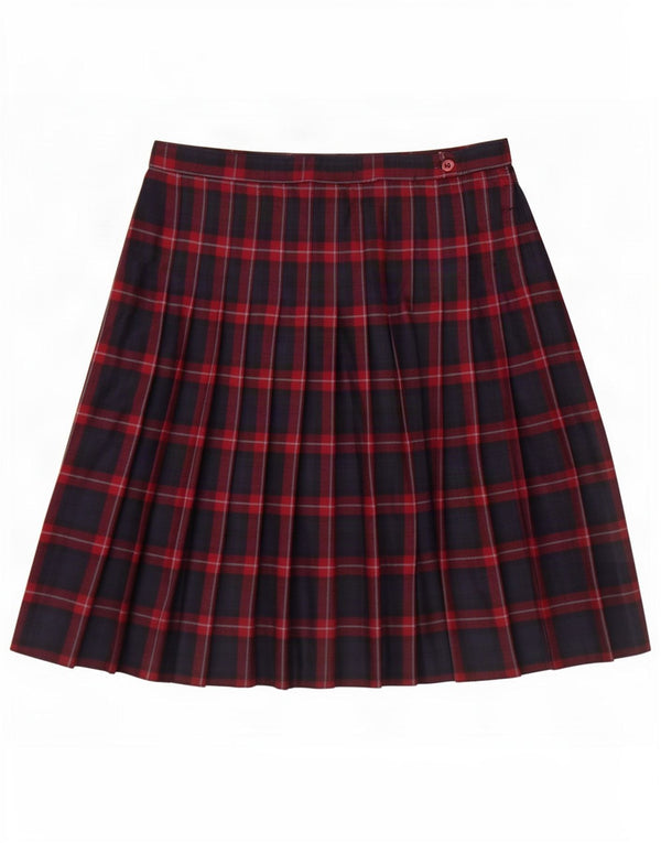 Vintage Womens Knife Pleated Skirt W38 XL Navy Blue Plaid
