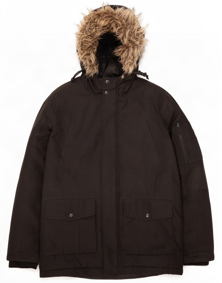 French Connection Mens Hooded Padded Parka Jacket UK 38 Medium Black