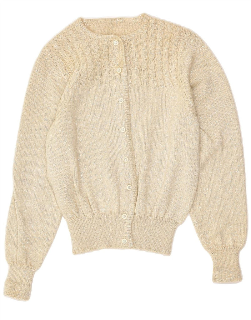 VINTAGE Womens Cardigan Sweater UK 12 Medium Beige | Vintage Vintage | Thrift | Second-Hand Vintage | Used Clothing | Messina Hembry 