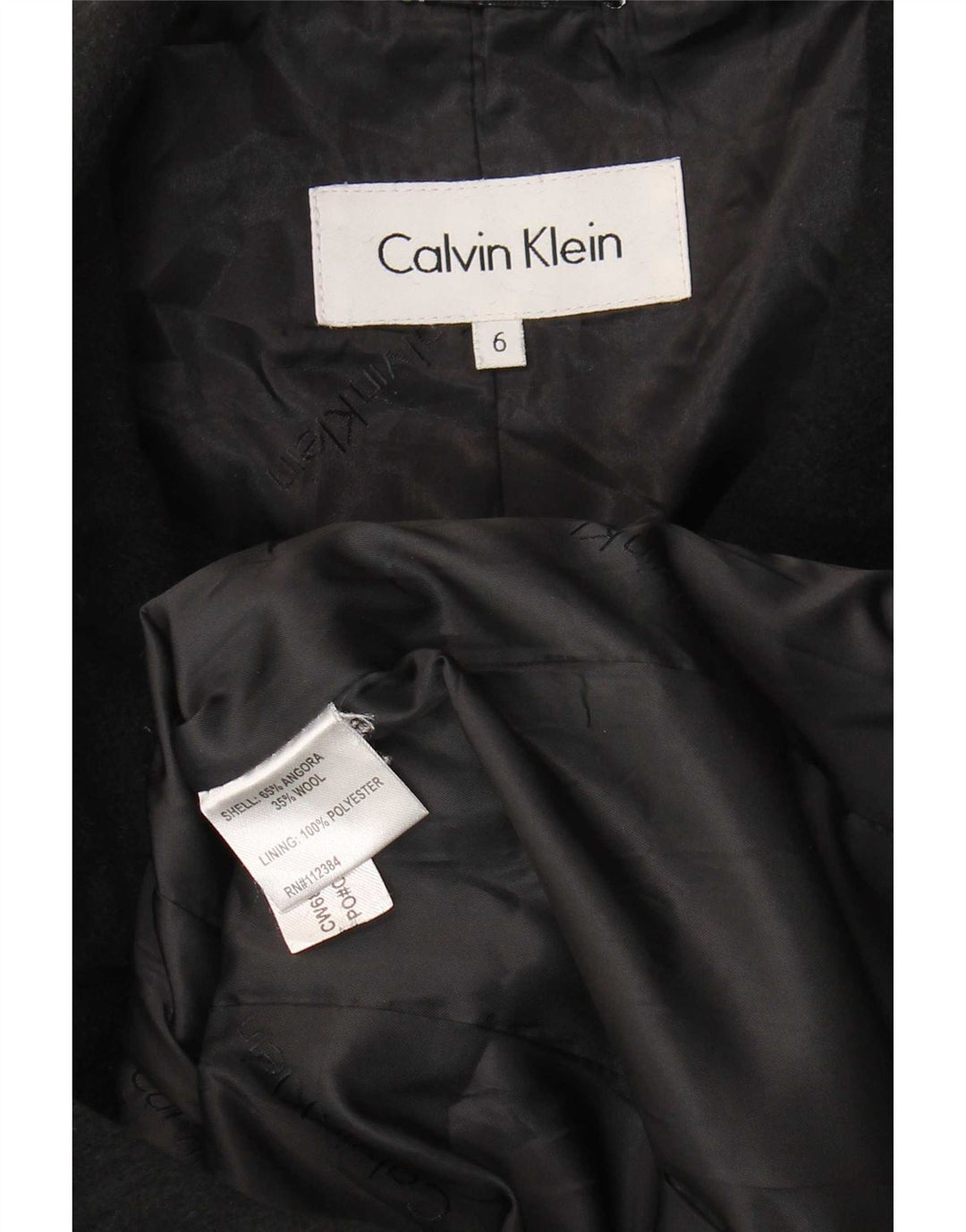 Calvin Klein Womens Overcoat US 6 Medium Black Angora