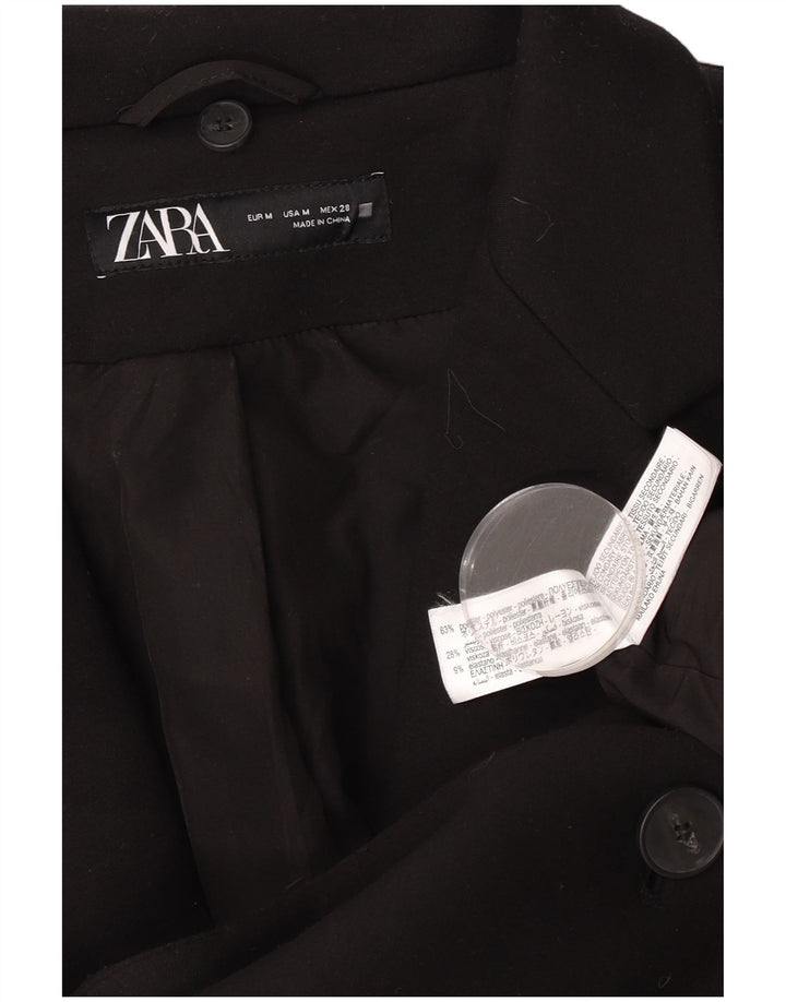 Zara Womens Overcoat UK 14 Medium Black Polyester