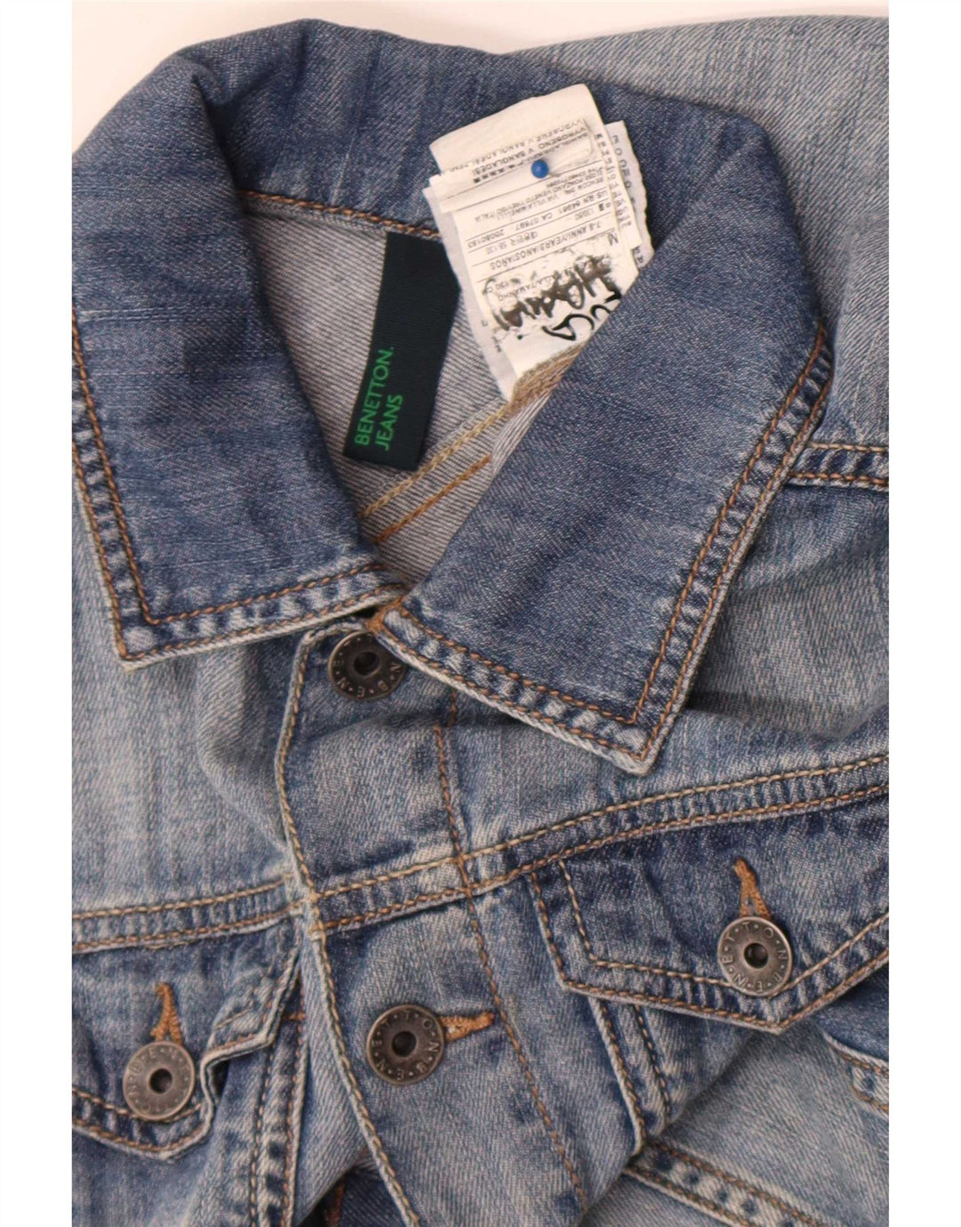 Benetton Girls Denim Gilet 7-8 Years Medium Blue Cotton