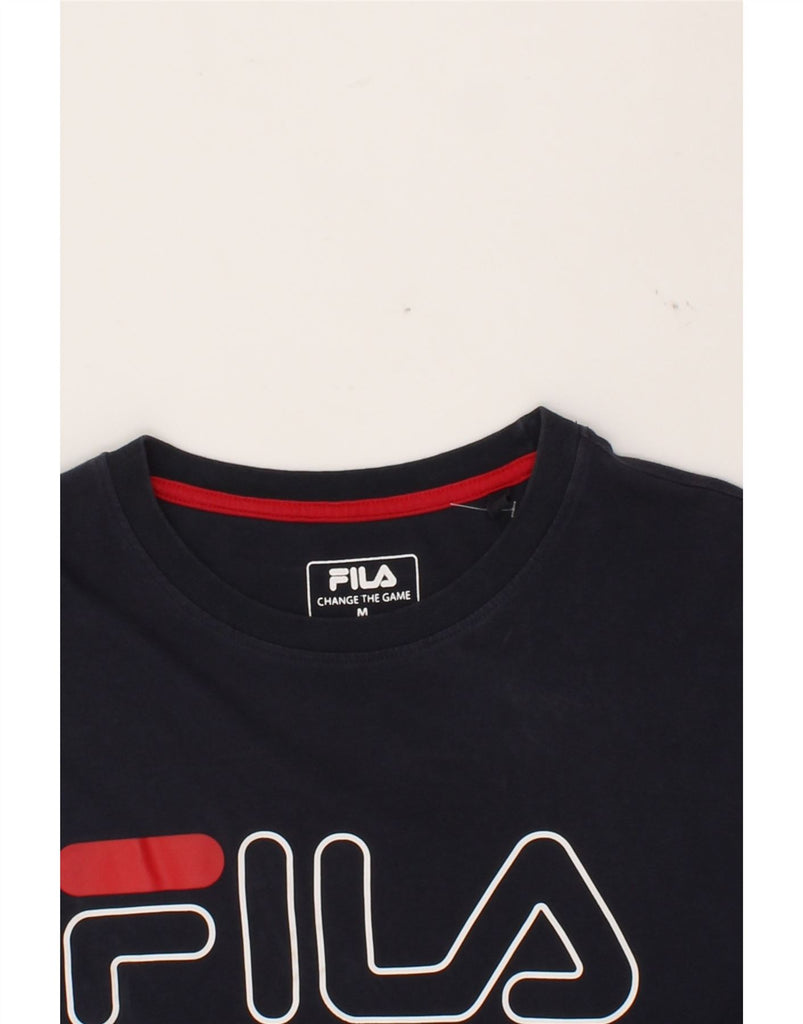 FILA Mens Graphic T-Shirt Top Medium Navy Blue Cotton Vintage Fila and Second-Hand Fila from Messina Hembry 