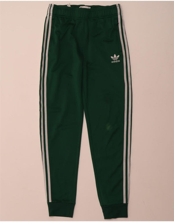 ADIDAS Boys Tracksuit Trousers Joggers 13-14 Years  Green Polyester