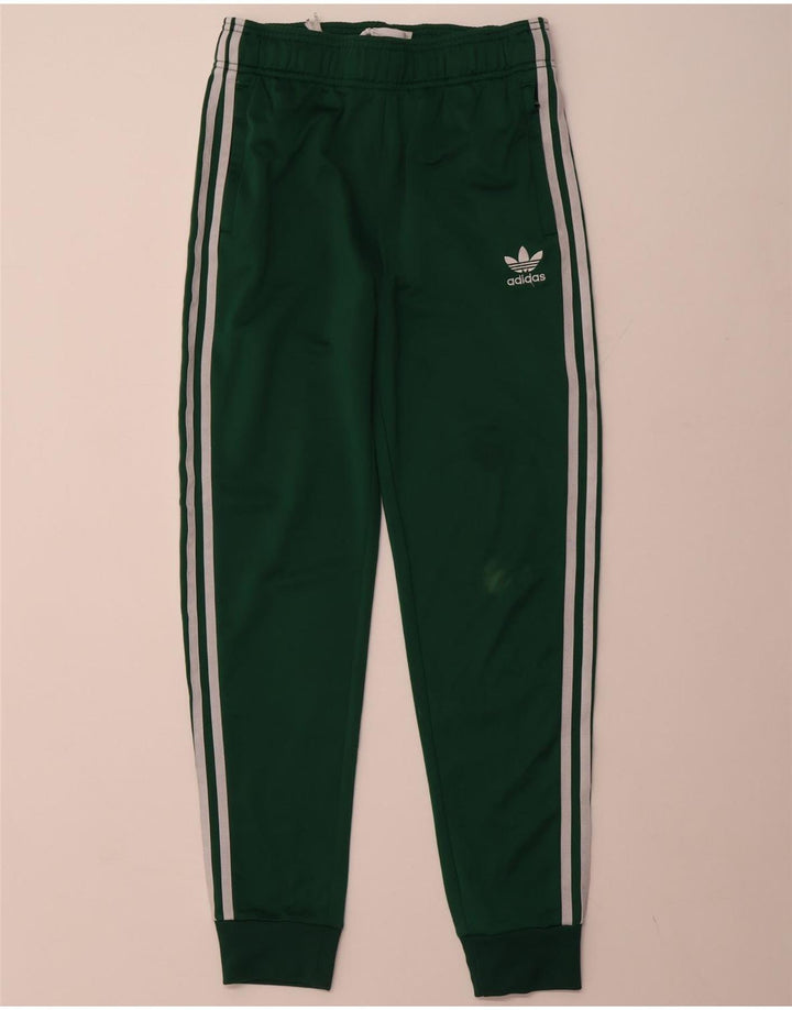 ADIDAS Boys Tracksuit Trousers Joggers 13-14 Years  Green Polyester