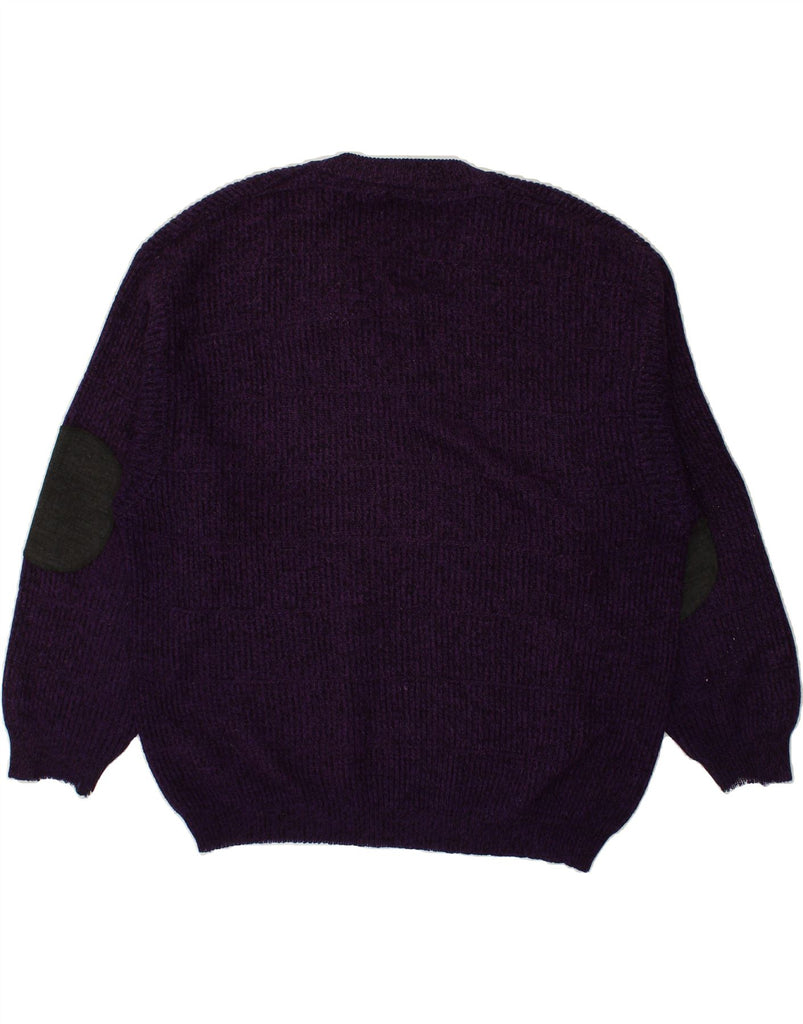 BENETTON Mens V-Neck Jumper Sweater IT 54 XL Purple Acrylic | Vintage Benetton | Thrift | Second-Hand Benetton | Used Clothing | Messina Hembry 