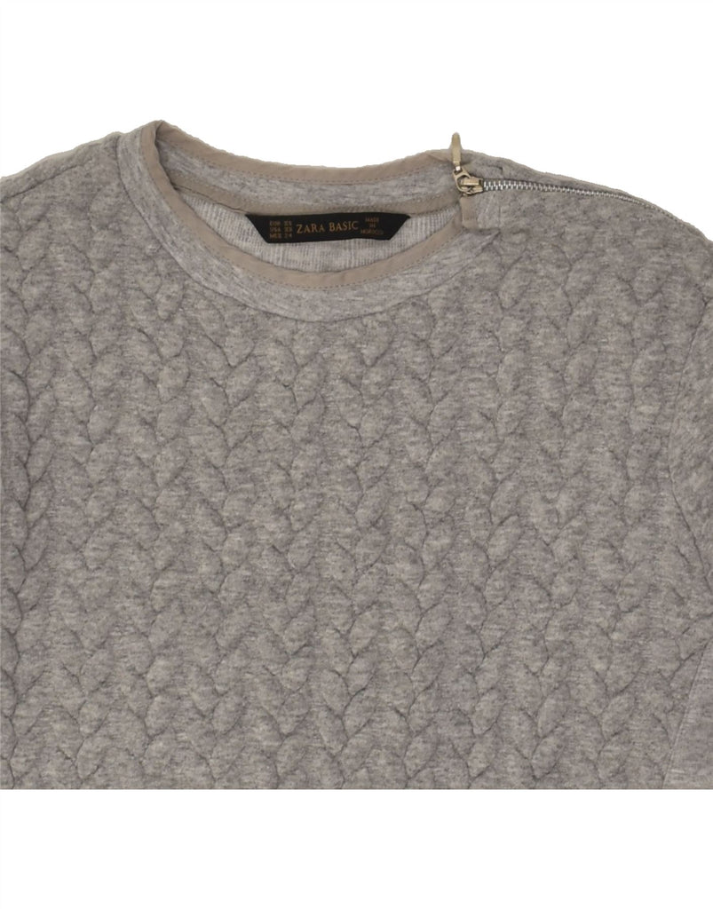 ZARA Womens Loose Fit Sweatshirt Jumper UK 6 XS Grey Polyester | Vintage Zara | Thrift | Second-Hand Zara | Used Clothing | Messina Hembry 