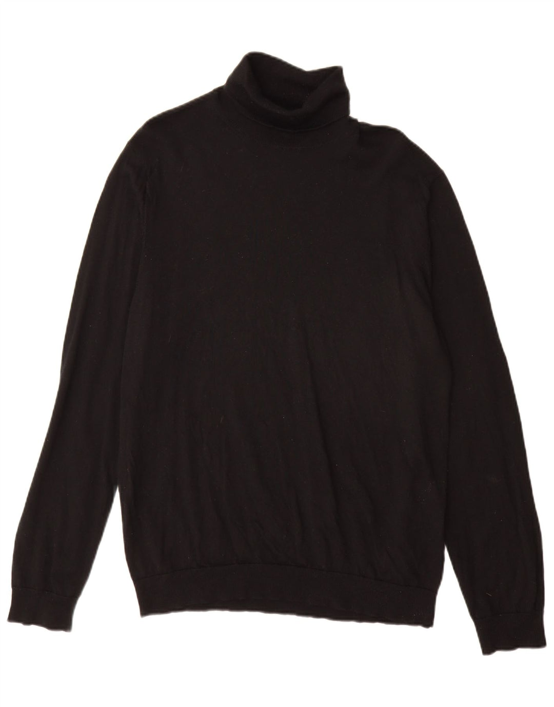 Marks & Spencer Mens Roll Neck Jumper Sweater XL Black Merino Wool