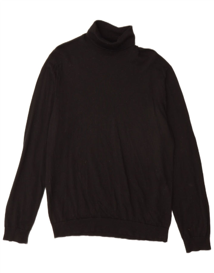 Marks & Spencer Mens Roll Neck Jumper Sweater XL Black Merino Wool
