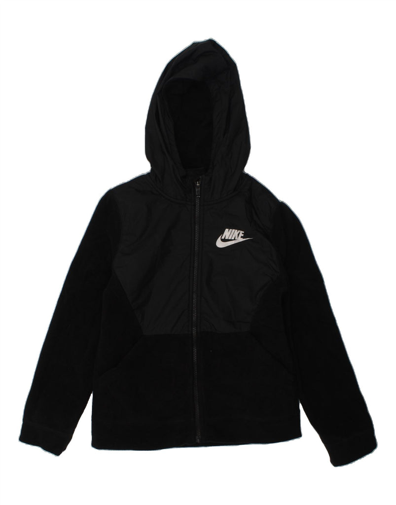 NIKE Boys Zip Hoodie Sweater 10-11 Years Medium  Black Polyester | Vintage Nike | Thrift | Second-Hand Nike | Used Clothing | Messina Hembry 