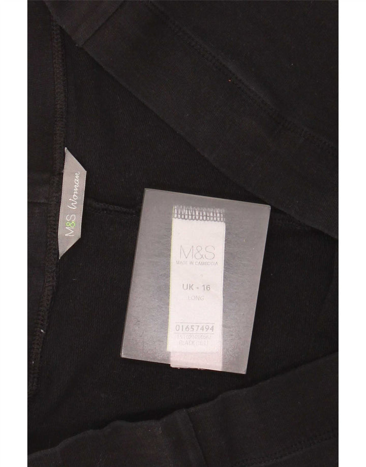 Marks & Spencer Womens Tracksuit Trousers UK 16 Large Black Cotton