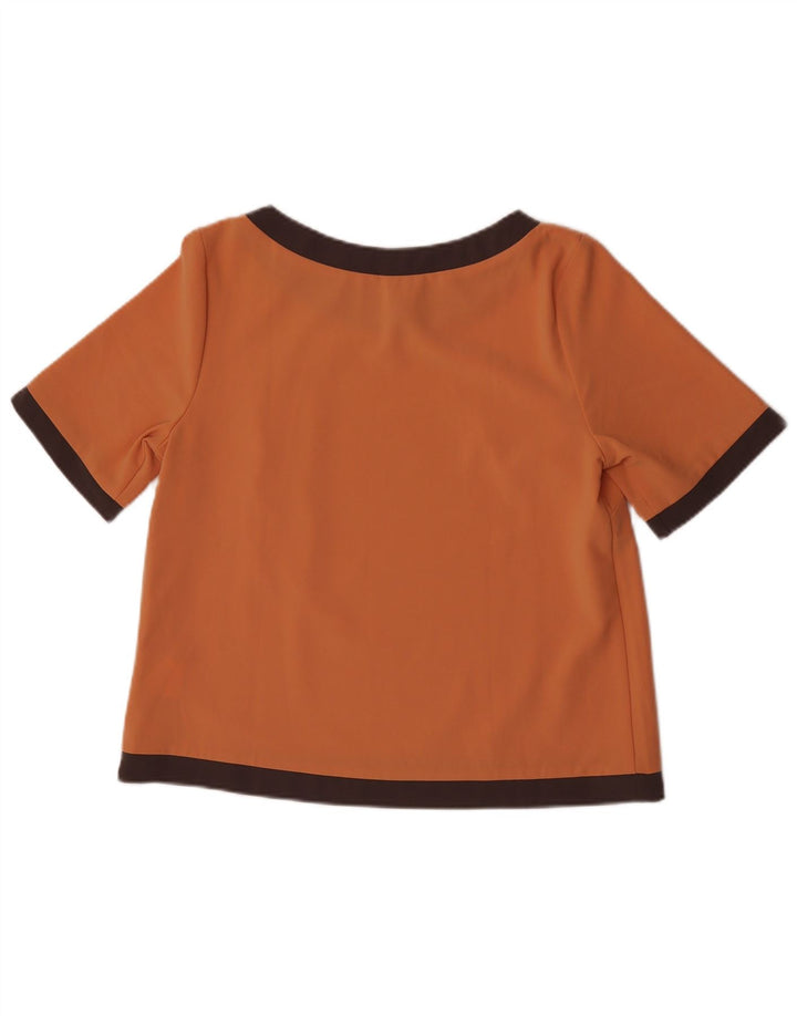 Carrera Womens Crop Blouse Top UK 10 Small Orange Colourblock Polyester