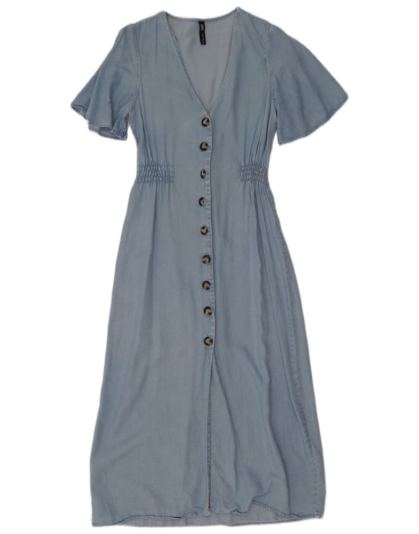 Zara Womens Shirt Dress UK 6 XS Blue
