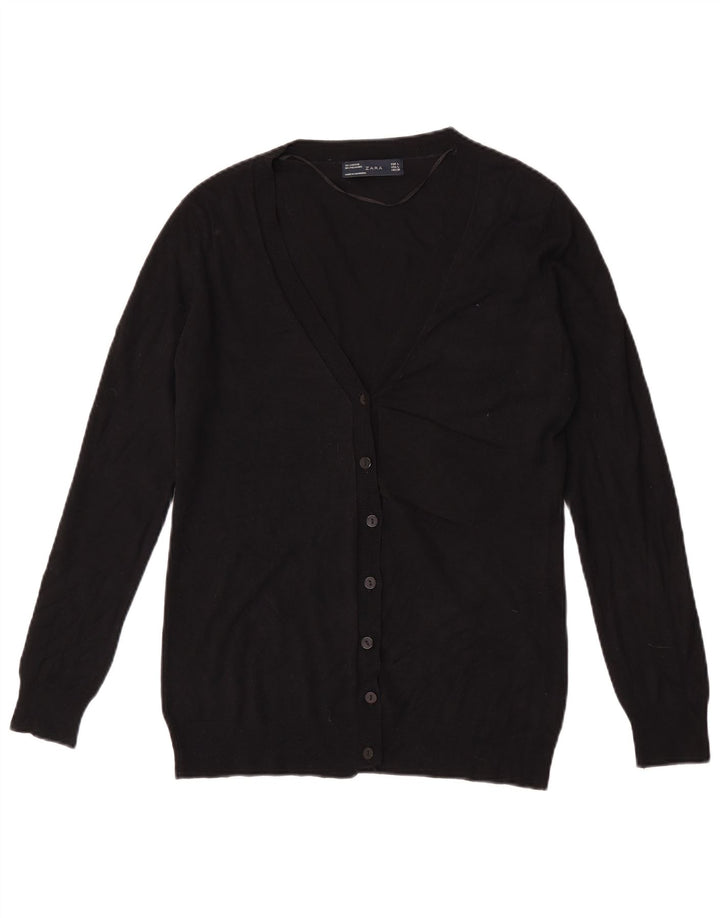 Zara Womens Cardigan Sweater UK 14 Large Black Viscose