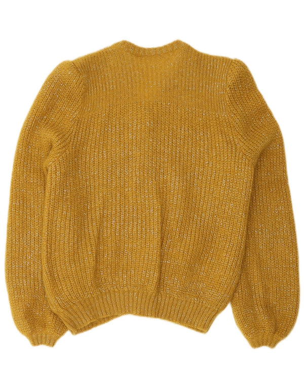Vintage Womens Cardigan Sweater UK 12 Medium Yellow Flecked