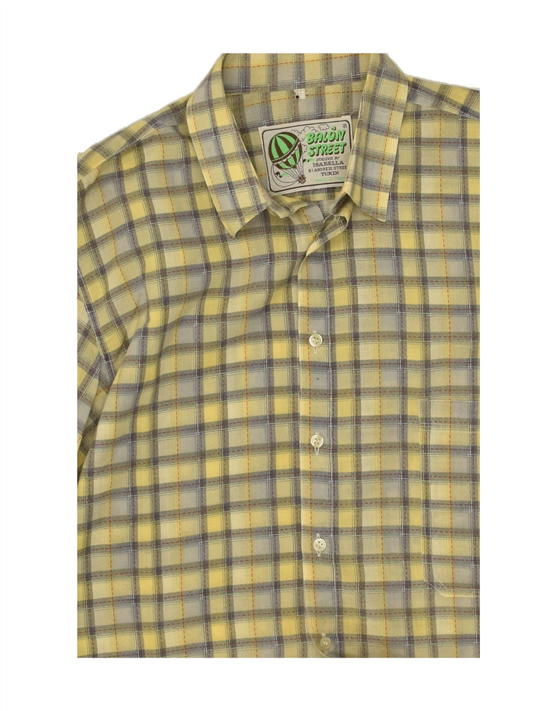 VINTAGE Mens Shirt Medium Yellow Check Vintage Vintage and Second-Hand Vintage from Messina Hembry 