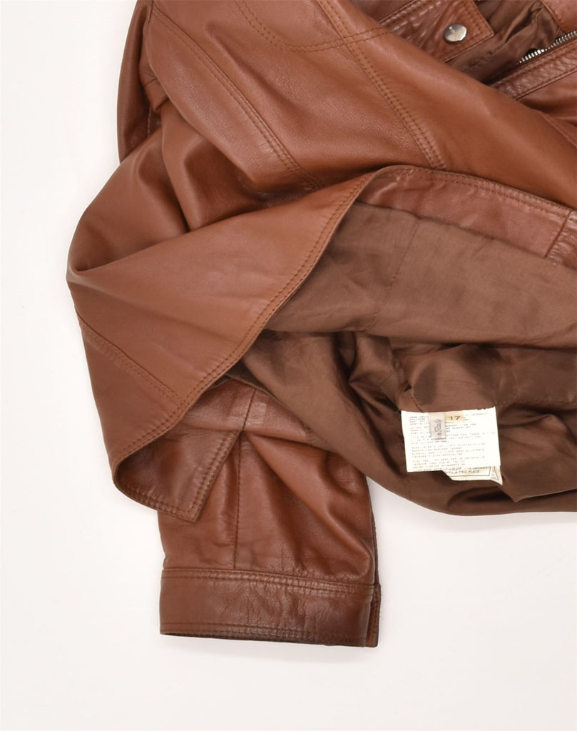 MABRUN Womens Leather Jacket US 17 2XL Brown Leather | Vintage Mabrun | Thrift | Second-Hand Mabrun | Used Clothing | Messina Hembry 