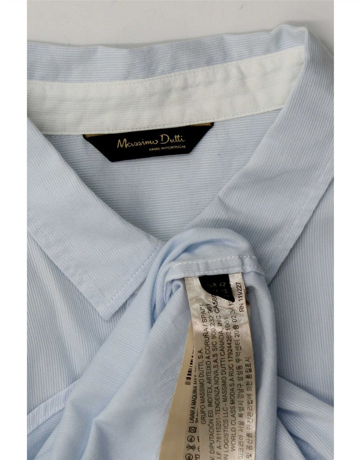 Massimo Dutti Womens Shirt Size 42 Large Blue Pinstripe Cotton