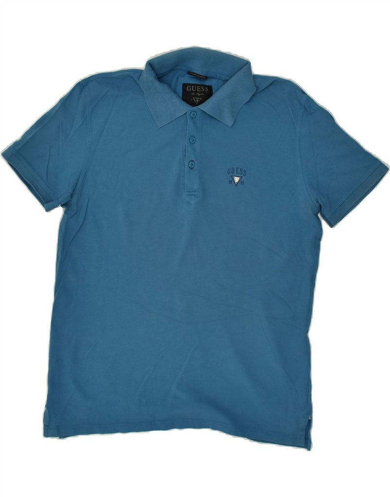 GUESS Mens Polo Shirt Large Blue Cotton | Vintage Guess | Thrift | Second-Hand Guess | Used Clothing | Messina Hembry 